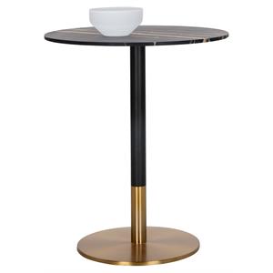 Sunpan Massie 35.5&quot Round Modern Marble Bar Table with Gold Steel Base in Black