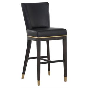 Sunpan Alister 32&quot Modern Faux Leather Barstool in Black/Espresso
