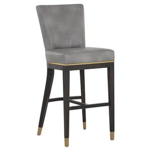 Sunpan Alister 32&quot Modern Faux Leather Barstool in Stone/Espresso