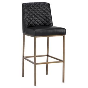Sunpan Leighland 30&quot Transitional Faux Leather Barstool in Brass/Coal Black