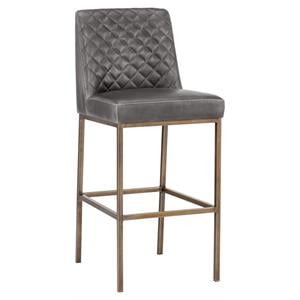 Sunpan Leighland 30&quot Transitional Faux Leather Barstool in Light and Dark Gray