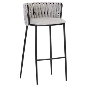 Sunpan Sarai 30&quot Modern Fabric and Steel Barstool in Heather Gray/Black