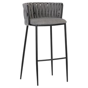 Sunpan Sarai 30&quot Modern Fabric and Steel Barstool in Koala Gray/Black