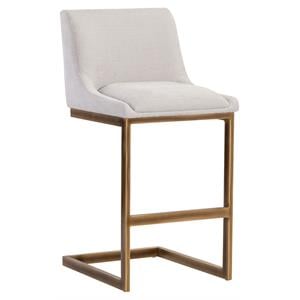 Sunpan Holly 30&quot Modern Fabric Barstool in Gray/Rustic Bronze