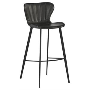 Sunpan Arabella 30&quot Modern Faux Leather and Fabric Barstool in Gray