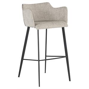 Sunpan Griffin 30.25&quot Modern Faux Leather and Fabric Barstool in November Gray