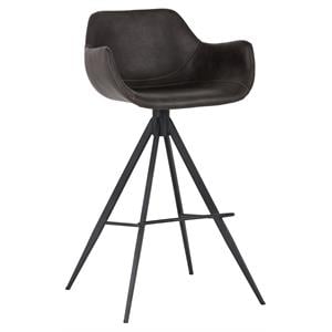 Sunpan Owen 30&quot Modern Faux Leather Swivel Barstool in Town Gray