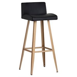 Sunpan Dani 32&quot Modern Faux Leather and Metal Barstool in Black