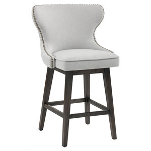Sunpan Ariana 26.25&quot Transitional Fabric Swivel Counter Stool in Walnut