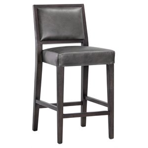 Sunpan Citizen 26&quot Modern Faux Leather Counter Stool in Overcast Gray