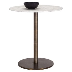 Sunpan Enco 35&quot Modern Marble and Stainless Steel Counter Table in White