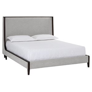 Sunpan Colette Modern Fabric and Solid Birch Wood King Bed in Gray/Brown