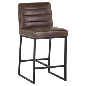 Sunpan Spyros 26&quot Modern Faux Leather Counter Stool in Havana Dark Brown