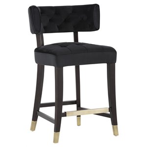 Sunpan Tatum 26&quot Transitional Fabric Counter Stool in Black/Espresso
