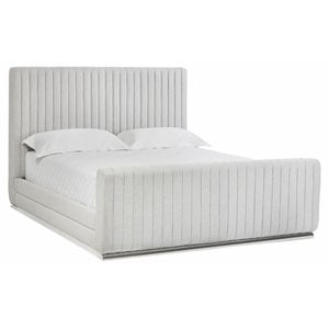 Sunpan Hylan Contemporary Fabric and Stainless Steel Queen Bed in Gray/Silver