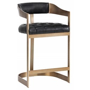 Sunpan Beaumont 27.25&quot Contemporary Bonded Leather Counter Stool in Black