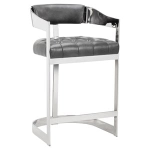 Sunpan Beaumont 27.25&quot Contemporary Bonded Leather Counter Stool in Gray