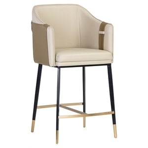 Sunpan Carter 26.75&quot Modern Faux Leather Counter Stool in Cream