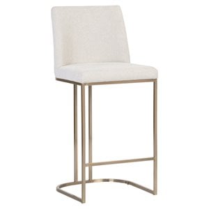Sunpan Rayla 26&quot Modern Fabric Counter Stool in Cream/Antique Brass