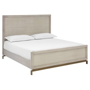 Sunpan Valencia 81&quot Modern Wood and Steel King Bed in Gray/Brass