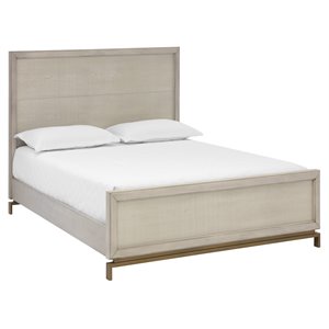 Sunpan Valencia 65&quot Modern Wood and Steel Queen Bed in Gray/Brass