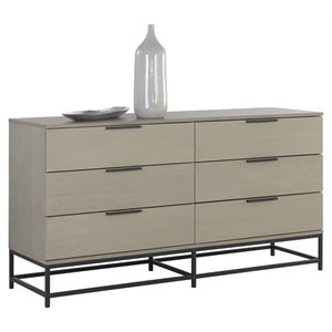 Sunpan Rebel 66&quot Contemporary Wood and Iron Dresser in Gray/Black