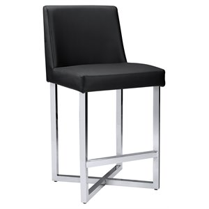 Sunpan Howard 25.25&quot Contemporary Faux Leather Counter Stool in Black