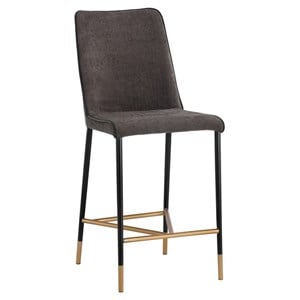 Sunpan Klaus 25.75&quot Modern Faux Leather and Fabric Counter Stool in Gray