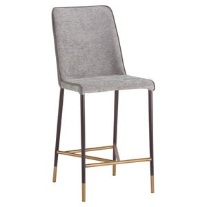 Sunpan Klaus 25.5&quot Modern Faux Leather and Fabric Counter Stool in Gray