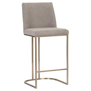 Sunpan Rayla 26&quot Modern Fabric Counter Stool in Brown/Antique Brass