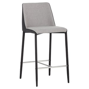Sunpan Renee 26&quot Modern Fabric and Metal Counter Stool in Gray