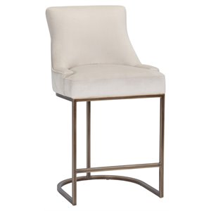 Sunpan Florence 26.5&quot Modern Fabric and Iron Counter Stool in Cream