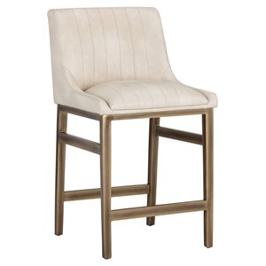 Sunpan Halden 25.5&quot Modern Faux Leather Counter Stool in Cream/Rustic Bronze