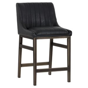 Sunpan Halden 25.5&quot Modern Faux Leather Counter Stool in Black/Rustic Bronze