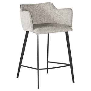 Sunpan Griffin 26.25&quot Faux Leather and Fabric Counter Stool in November Gray