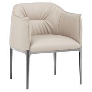 Sunpan Jax 18&quot Modern Faux Leather and Stainless Steel Dining Armchair in Gray