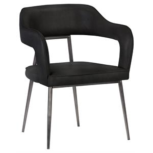 Sunpan Kenny 18.5&quot Modern Faux Leather Dining Armchair in Black