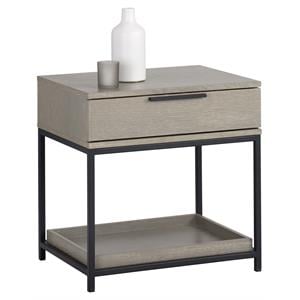 Sunpan Rebel 23.5&quot Contemporary Wood and Iron Nightstand in Gray/Black