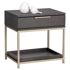 Sunpan Rebel 23.5&quot Contemporary Wood and Iron Nightstand in Gray/Gold