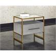 Sunpan Venice Rectangular Modern Bonded Leather and Steel Nightstand in Gray