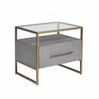 Sunpan Venice Rectangular Modern Bonded Leather and Steel Nightstand in Gray