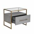 Sunpan Venice Rectangular Modern Bonded Leather and Steel Nightstand in Gray
