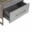 Sunpan Venice Rectangular Modern Bonded Leather and Steel Nightstand in Gray