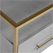 Sunpan Venice Rectangular Modern Bonded Leather and Steel Nightstand in Gray