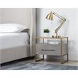 Sunpan Venice Rectangular Modern Bonded Leather and Steel Nightstand in Gray