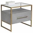 Sunpan Venice Rectangular Modern Bonded Leather and Steel Nightstand in Gray