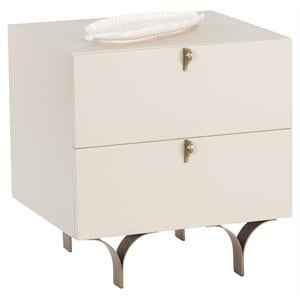 Sunpan Celine 19.75&quot Rectangular Modern Wood and Steel Nightstand in Cream
