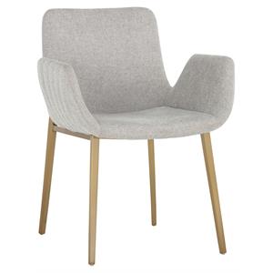 Sunpan Lucano 18.5&quot Modern Fabric and Stainless Steel Dining Armchair in Gray
