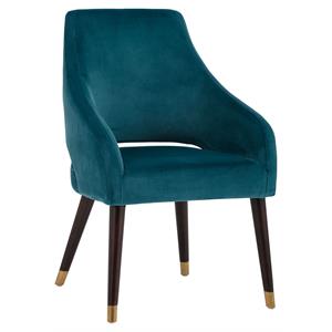 Sunpan Adelaide 19&quot Modern Fabric and Wood Dining Armchair in Timeless Teal Blue