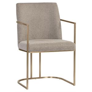 Sunpan Rayla 18.5&quot Modern Fabric and Stainless Steel Dining Armchair in Brown